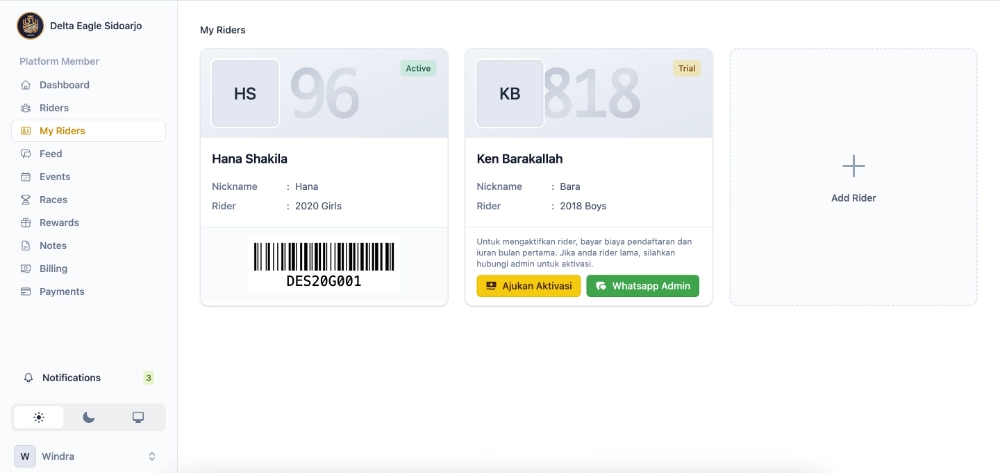 My Riders &mdash; rider baru di grid