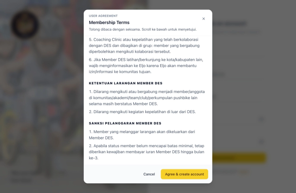 Registrasi &mdash; Modal user agreement